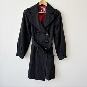 Forever 21 • Black Textured Floral Trench Coat